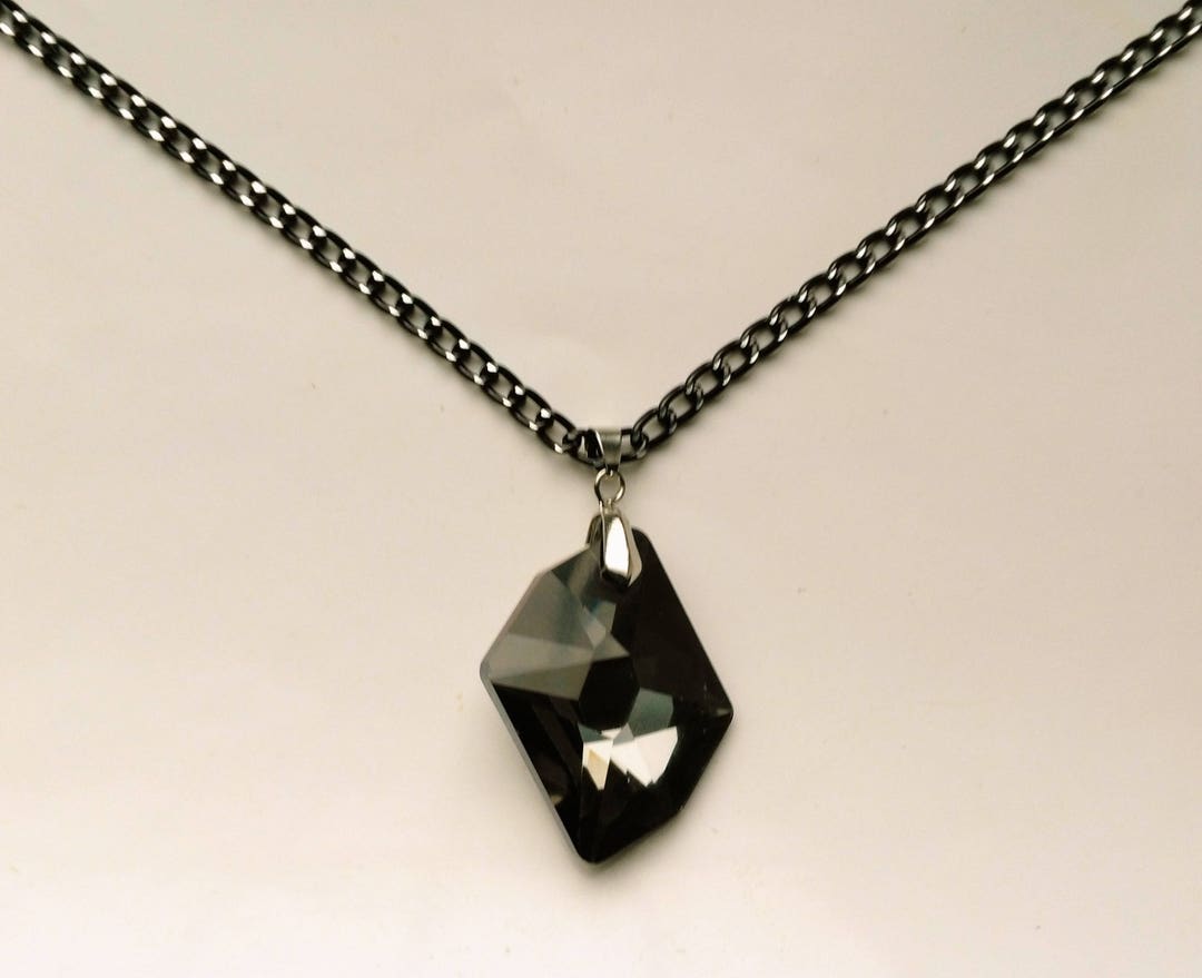 Dark Grey Crystal Pendant Fall Harvest Black Faceted Crystal Etsy