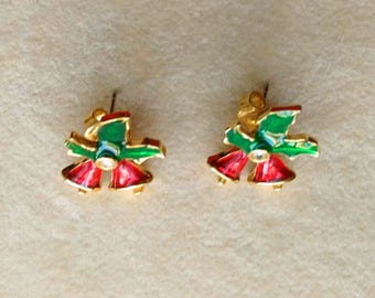 Vintage Avon Christmas Earrings Gold Plated Small Post Earrings Cute Christmas Bells Earrings for Her Minimalist Jewelry by enchantedbeas