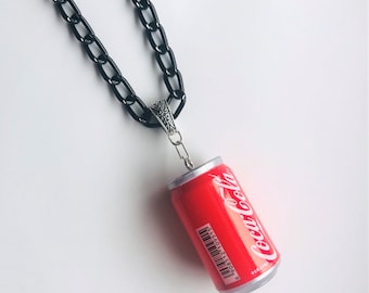 Miniature Can Charm Pendant Red tin can Charm Organza or Chain Necklace Minimalist Can Pendant Gift for Her Bohemian Boho by enchantedbeas