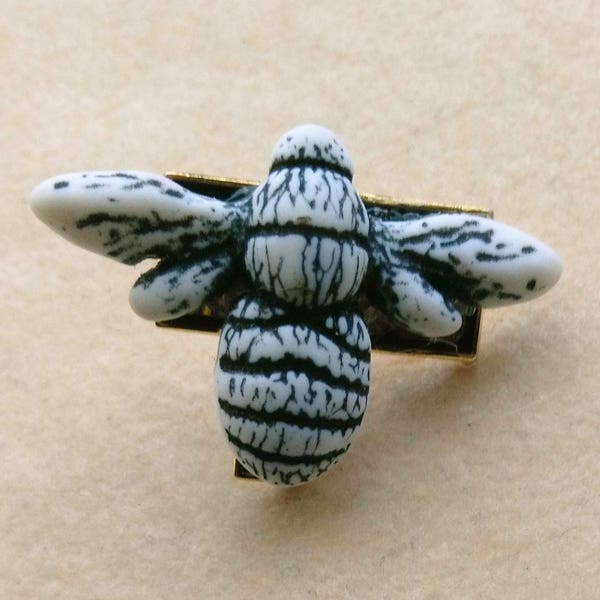 Gray Bee Lapel Pin Bee Keeper Tie-Tack Vintage Blank Fathers Day TieTac Man/Women Bee Pin Gray& Black Bumble Bee Lapel Pin by enchantedbeads