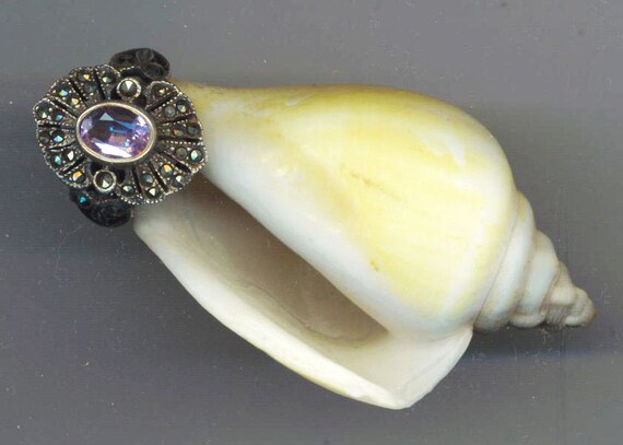 Vintage Sterling Silver Amethyst Ring Light Purpl… - image 5