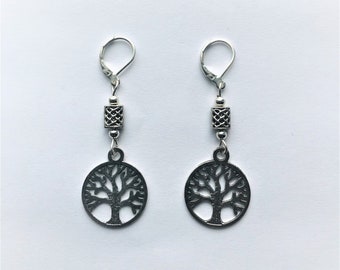 Tree of Life Charm Earrings Sterling Silver 925 Marked Lever back Love of Nature Mother Daughter Tree Earrings Gift for Her by enchantedbeas