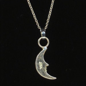 Vintage Sterling Silver 925 Marked Silver Moon Pendant Lunar New Year Love Half Moon Night Crescent Moon Necklace for Her by enchantedbeas image 4