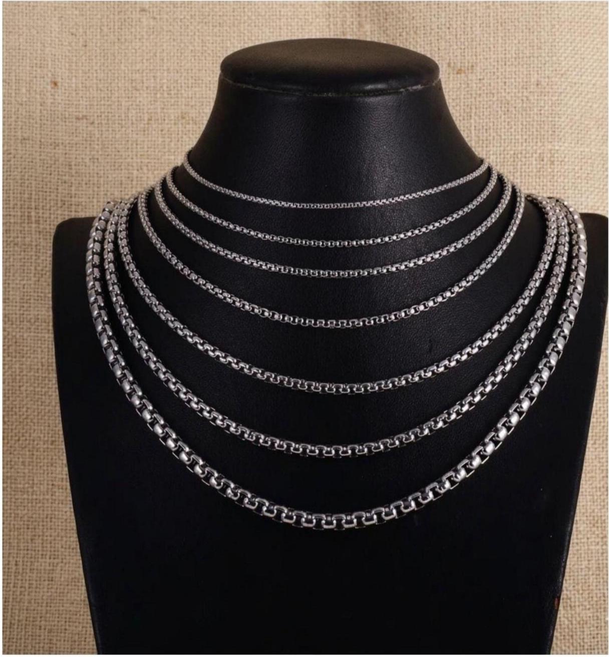 Square Rolo Stainless Steel Square Rolo Chain Necklace 1.8mm Unisex Minimalist ...