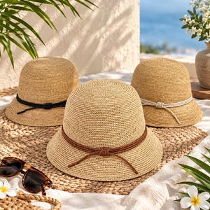 Raffia Bucket Hat for Women – Lightweight Summer Straw Sun Hat