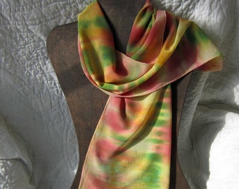 In the Tropics - Hand Dyed Crepe de Chine Silk Scarf