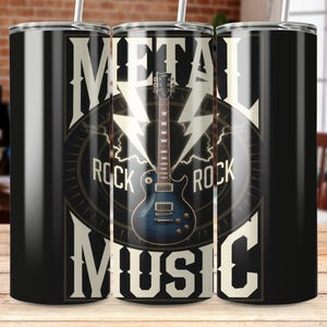 Metal Music Rock Guitar Tumbler Wrap, Digital Download, Music Lover Gift, Unique Tumbler Design, Rock and Roll Art