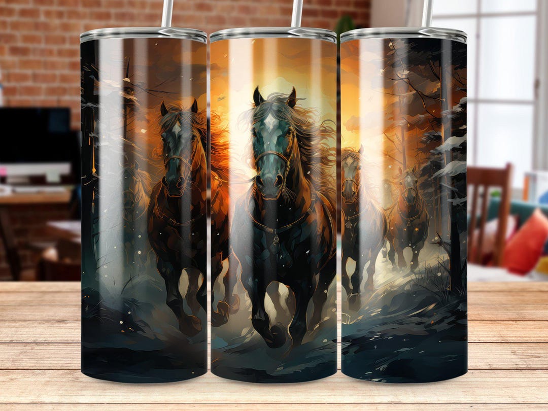 Running Horses 20oz Skinny Tumbler Wrap, Digital Download Tumbler Wrap ...