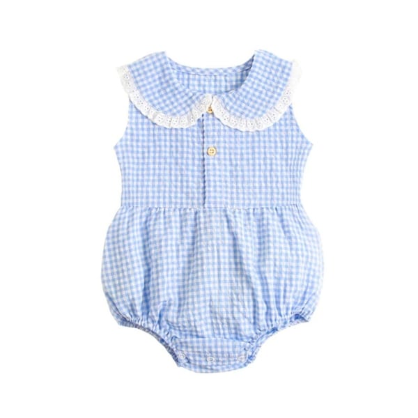 Dorothy Blue Gingham Baby Romper, Dorothy baby halloween costume, Blue white plaid Collar bubble summer outfit, Dorothy birthday party gift