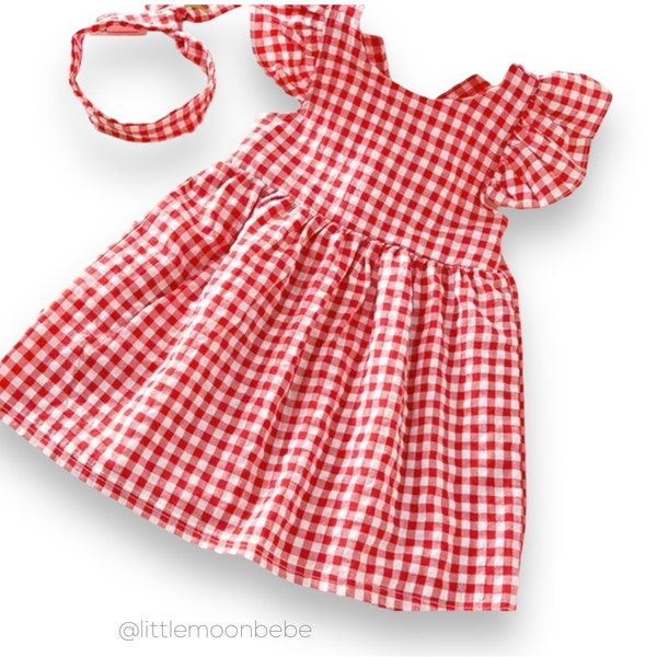 ruched gingham dress