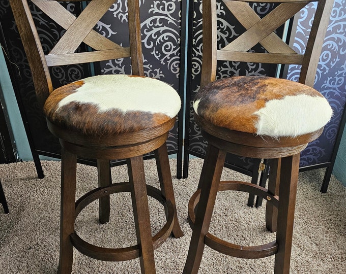 Cowhide Bar Stools, Western Furniture, Kitchen Chair, Swivel Bar Stools