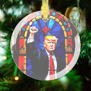 President Donald Trump 45 47 Glass Christmas Ornaments MAGA Republican Patriot Gifts Stocking Stuffer Secret Santa