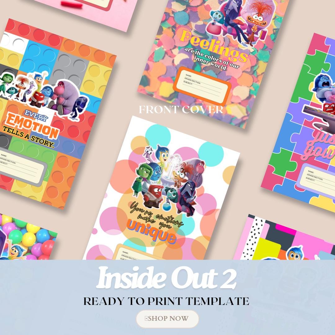 Inside Out 2 Notebook Cover Template, School Notebook, Personal ...