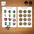 Minecrft Mobile Game Cupcake Toppers Happy Birthday Printable, Instant Download 24 cupcake topper