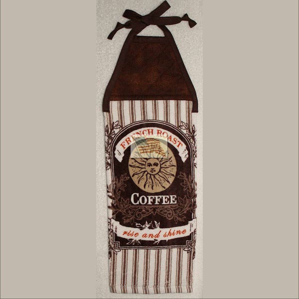 Kitchen Towel 168 Quilted Top with Ties - French Roast Coffee - Plush