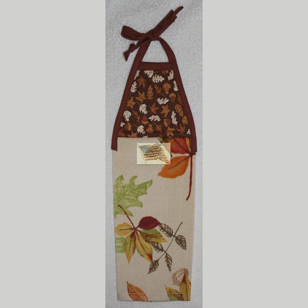 Kitchen Towel - Quilted Top with Ties - Leaves #A - Plush  #203
