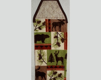 Kitchen Towel--Quilted Top with Ties--Forest Animals--Plush--#129B
