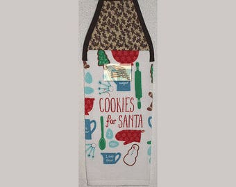 Kitchen Towel - Quilted Top with Ties - Christmas - Cookies - #217