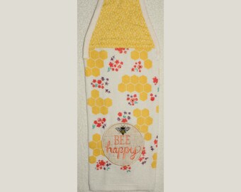 Kitchen Towel - Quilted Top with Ties - BEE HAPPY - #224