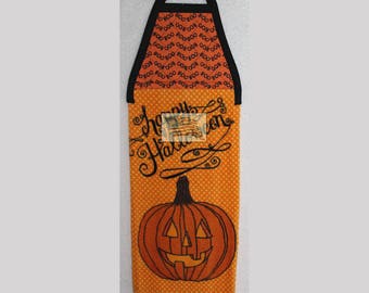 Kitchen Towel - Quilted Top with Ties - HAPPY HALLOWEEN boo PUMPKIN- Plush - 103B