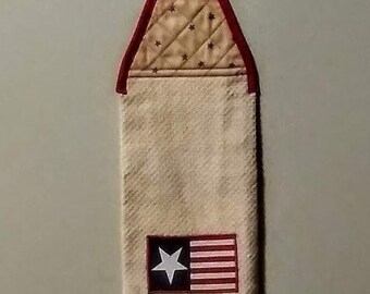 Kitchen  Towel--Quilted Top with Ties--Appliqued USA Flag--#169