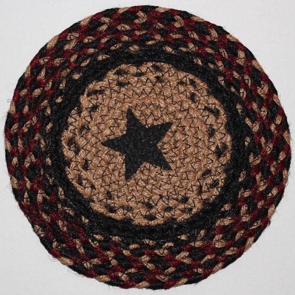 Braided Trivet #104M--Candle Mat--8 inch--Jute--Farmhouse--Country--Rustic