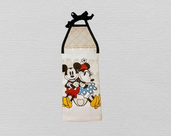 Kitchen Towel---Quilted Top with Ties---#135--Mickey & Minnie back to back