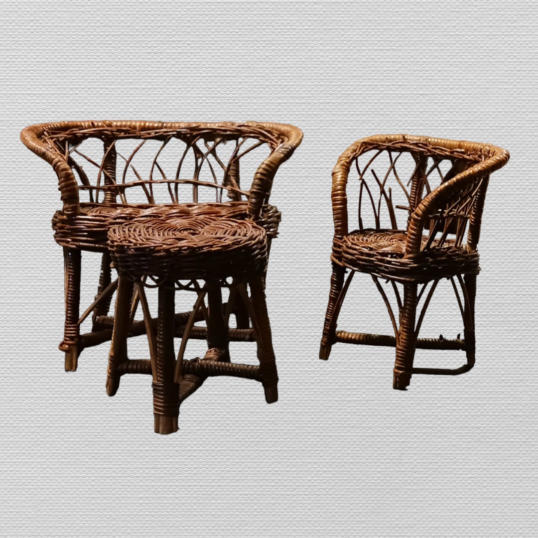 VINTAGE3 Pc. Rattan Doll Furniture1980's Etsy