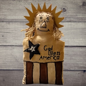 Rustic--Primitive--LADY LIBERTY Stump Doll--Americana