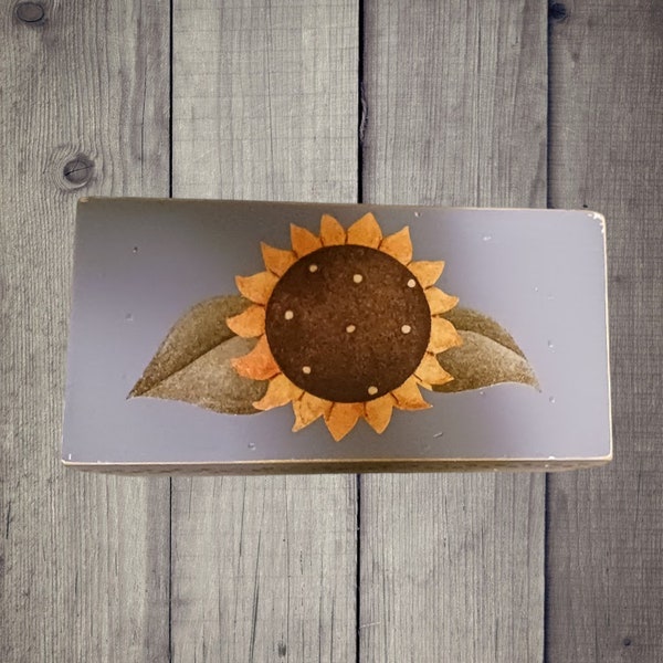 Wood Bench Riser with Sunflower