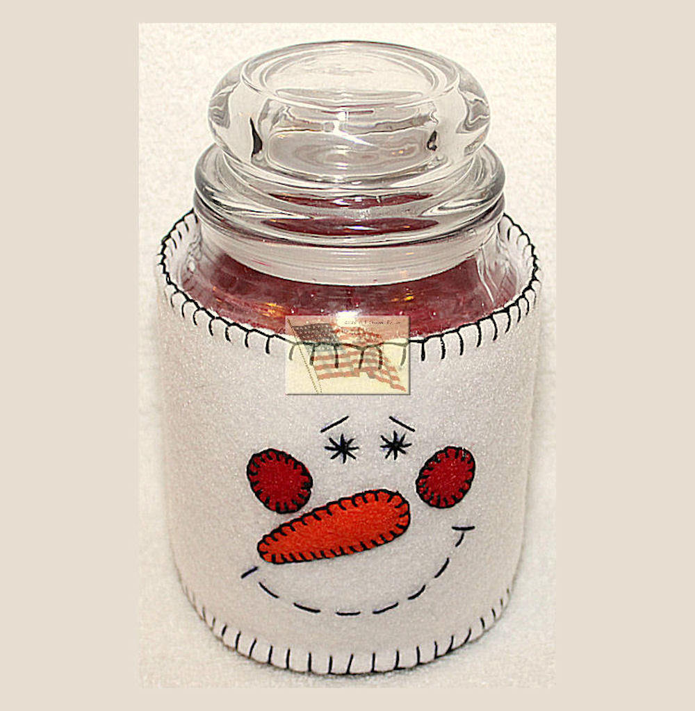 Candle Cozy Candle Jar Wrap Snowman Face Etsy