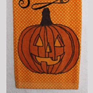 Kitchen Towel Quilted Top with Ties HAPPY HALLOWEEN boo PUMPKIN Plush 103B image 4