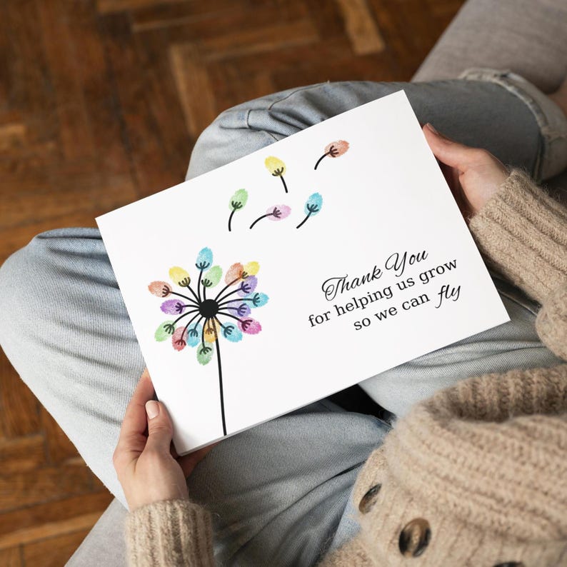 Teacher Appreciation Gift, Dandelion Fingerprint Art, Thank You Teacher ...