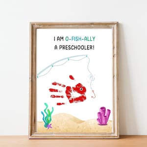 O-Fish-Ally a Preschooler, Handprint Art Craft, First Day of Preschool Activity, 1st Day of Pre-K Keepsake, Back to School Craft