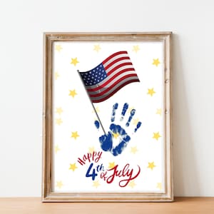 4th of July Handprint Art, USA Flag Handprint Craft, Red White and Blue, Preschool Patriotic Activity, Happy Independence Day, Summer Crafts