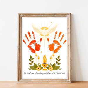 Pentecost Dove Handprint Art Printable - Holy Spirit Sunday School Craft, Whit Monday Activity, Christian Kids Bible Story, Acts 2 Lesson