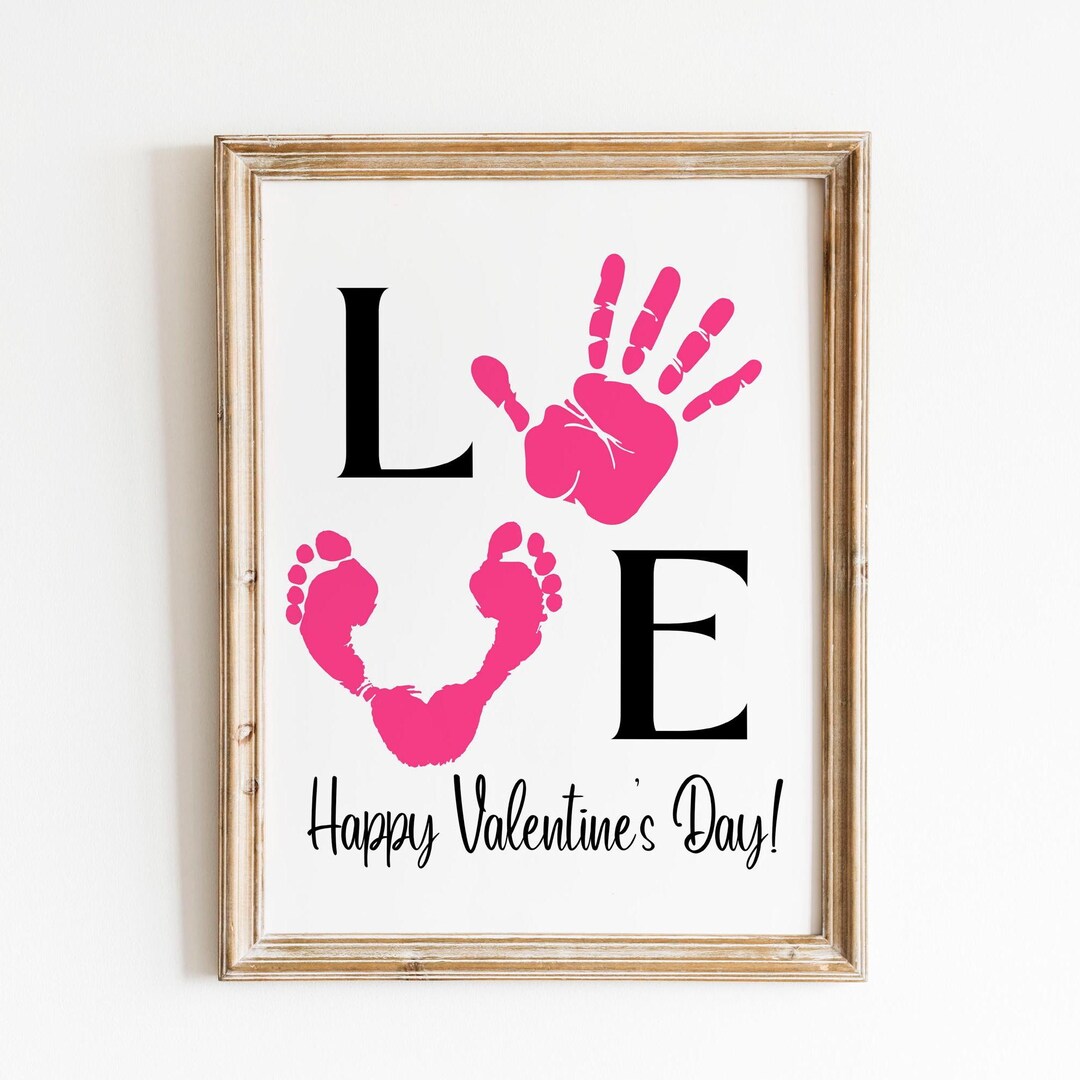Valentine's Day LOVE Handprint Footprint Art Craft Printable LOVE ...