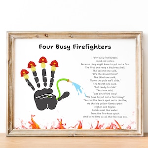 Feuerwehrmann Handabdruck Gedicht Kunst, Fire Sicherheit Week Craft, druckbarer Feuerwehrhelm Handabdruck, Tagespflege & Vorschule Brandvermeidung Aktivität