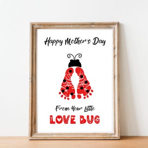 Moederdag voetafdrukkunst, Little Love Bug Craft, Fijne Moederdag, Cadeau voor oma, mama, voorschoolse opvang, bronnen voor leerkrachten