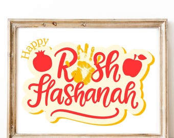 Rosh Hashanah Handprint Art, Printable Shana Tova Craft, Rosh Hashanah Gift From Kids, Jewish New Year Activity for