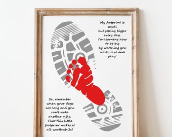 Father's Day Footprint Gift, Poem for Dad, Father's Birthday Card, Printable Activity