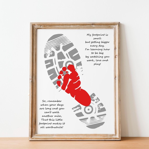 Father's Day Footprint Gift, Poem for Dad, Father's Birthday Card, Printable Activity