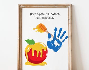 Rosh Hashanah Handprint Art, Printable Shana Tova Craft, Rosh Hashanah Gift From Kids, Jewish New Year Activity for Toddler, Baby