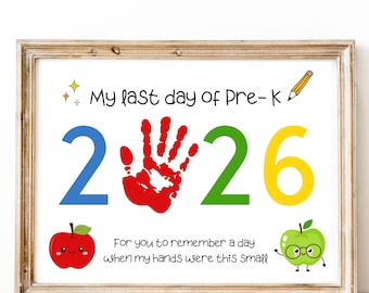 Preschool Graduation 2026, Handprint Art Craft, Pre-K Graduation Sign, Last Day Keepsake