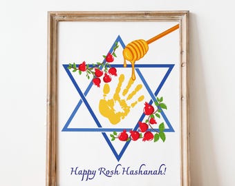 Rosh Hashanah Handprint Craft for Kids – Shana Tova Printable Art, Jewish New Year Keepsake for Baby, Toddler & Preschool Activity