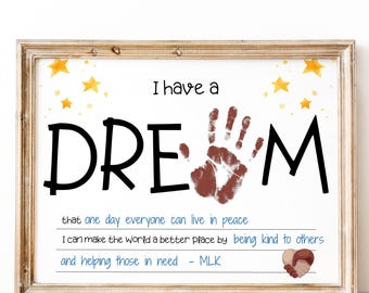 Martin Luther King Jr Art Project, I Have a Dream Handprint Art, MLK Day Crafts for Kids, Black History Month Craft, Preschool Activitie