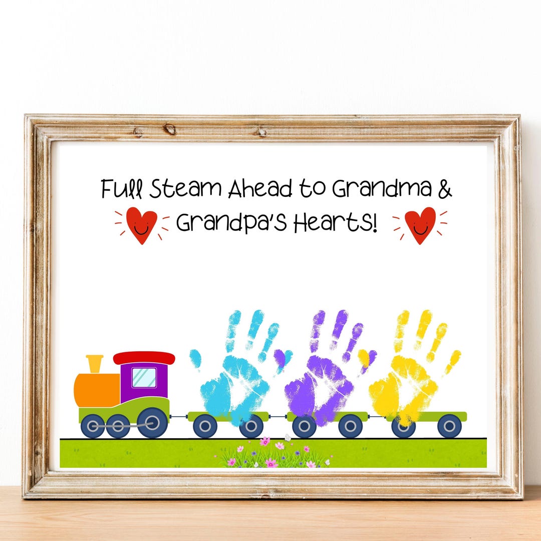 Grandparents Day Handprint Train Craft, Keepsake Gift for Grandma ...