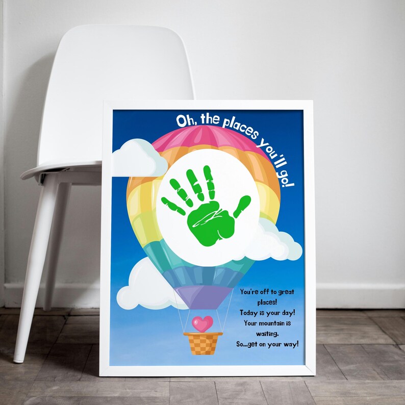 Oh the Places You'll Go Handprint Art, Dr Seuss Birthday Craft, Hot Air ...