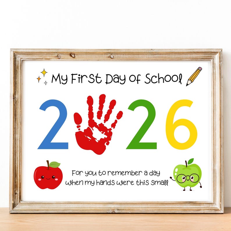 First Day of School Handprint Art, 2026 Back to School Craft, Printable 1st Day Keepsake, Teacher Resources image 1