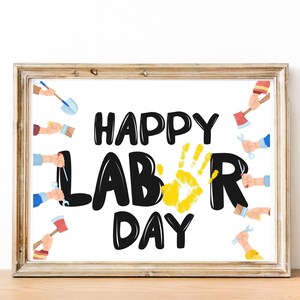 Labor Day Handabdruck Handwerk, druckbare Karte zum Tag der Arbeit, Patriotische Handabdruck Kunst, Andenken am Tag der Arbeit, Aktivität für Gemeinschaftshelfer Arbeitstag Dekor